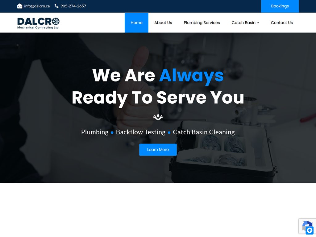 A plumbing & mechanical contracting website built by Voihost