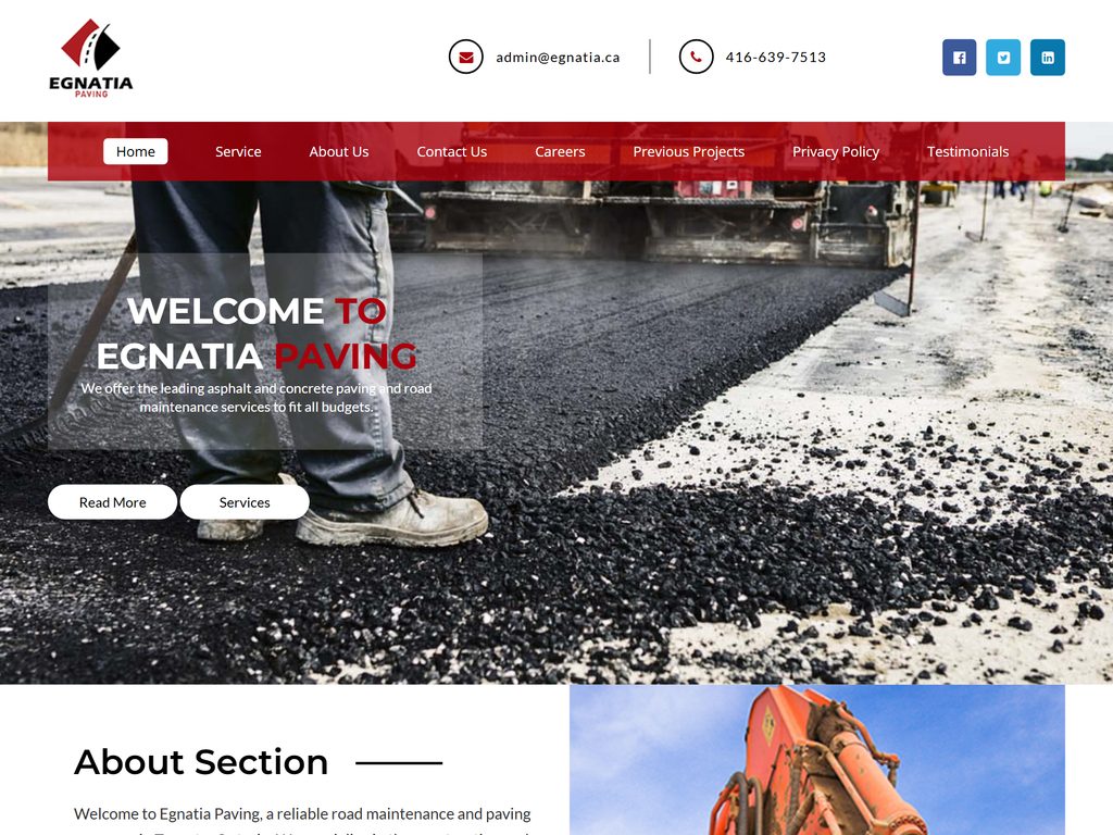 A paving & construction website built by Voihost